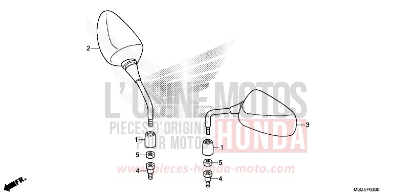 MIROIR for CB500F ABS PEARL HIMALAYAS WHITE (NHA87) from 2013